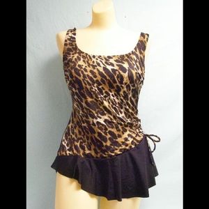 New longitude swimsuit sarong front animal print RM16232
